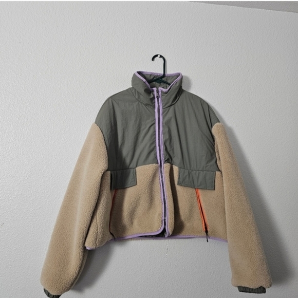 Zara Olive and Lavender Sherpa  Jacket Sz XL - Picture 3 of 10